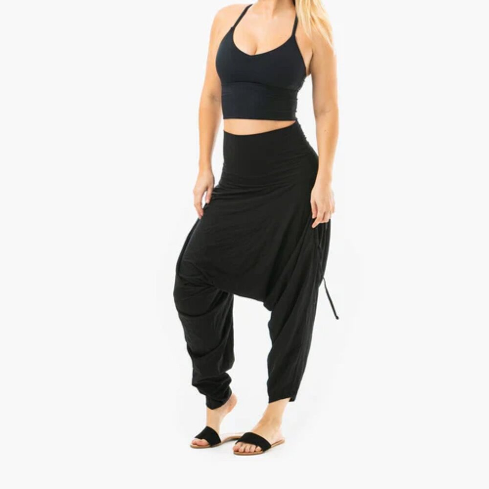 Black Women's Harem Track Jogger Pants